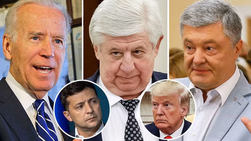 Những người liên quan và bị ảnh hưởng bởi vụ việc: (trái qua): Joe Biden, Zelenski, Victor Shokin, Donald Trump và Petro Poroshenko (Ảnh: EMPR). Những người liên quan và bị ảnh hưởng bởi vụ việc: (trái qua): Joe Biden, Zelenski, Victor Shokin, Donald Trump và Petro Poroshenko (Ảnh: EMPR).
