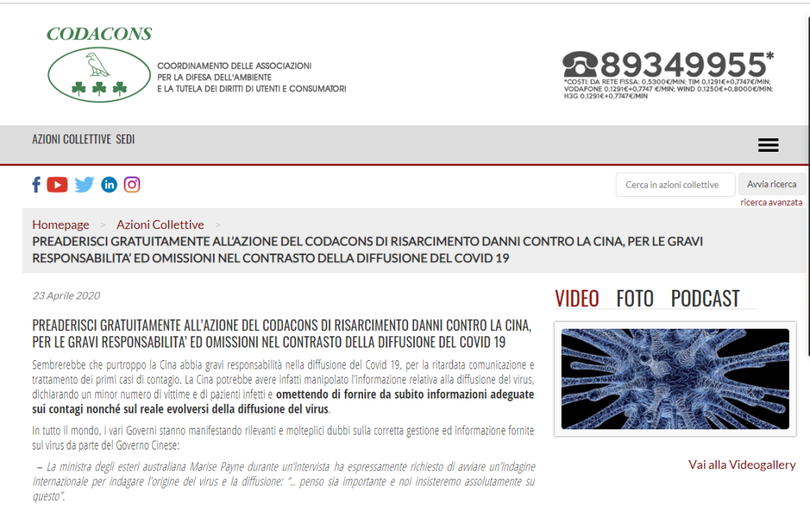 Hiệp hội tiêu dùng của Italy đang đi tiên phong trong việc khởi kiện Trung Quốc (Ảnh JFDaily). Hiệp hội tiêu dùng của Italy đang đi tiên phong trong việc khởi kiện Trung Quốc (Ảnh JFDaily).