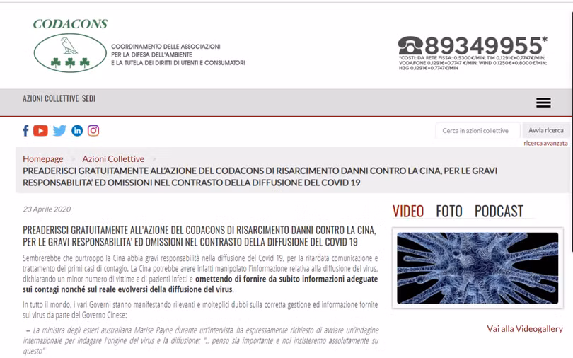 Hiệp hội tiêu dùng của Italy đang đi tiên phong trong việc khởi kiện Trung Quốc (Ảnh JFDaily). Hiệp hội tiêu dùng của Italy đang đi tiên phong trong việc khởi kiện Trung Quốc (Ảnh JFDaily).