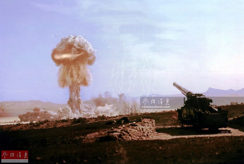 Pháo M65 bắn thử nghiệm đạt hạt nhân ngày 25 tháng 5 năm 1953 tại bãi thử nghiệm ở Nevada