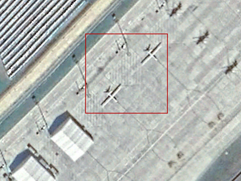 Ảnh vệ tinh chụp 2 chiếc máy bay không người lái tấn công GJ-2 bố trí tại Vân Nam.