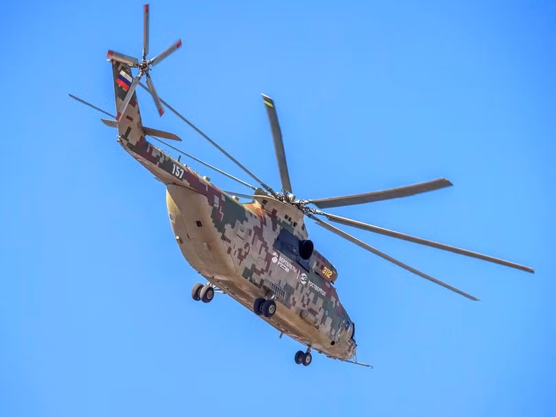 Máy bay trực thăng vận tải hạng nặng của Nga Mi-26T2V lắp động cơ do Motor Sich sản xuất.