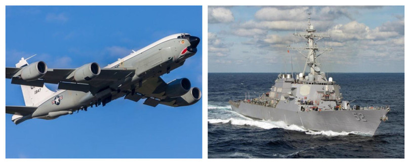 Máy bay trinh sát và tàu chiến Mỹ thường xuyên có mặt ở eo biển Đài Loan nằm giữa Trung Quốc đại lục và Đài Loan (Ảnh: Đa Chiều)