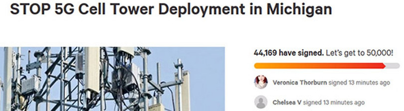 Gần 50 ngàn người đã ký tên phản đối mạng 5G trên trang thỉnh nguyện change.org (Ảnh: Guancha). Gần 50 ngàn người đã ký tên phản đối mạng 5G trên trang thỉnh nguyện change.org (Ảnh: Guancha).