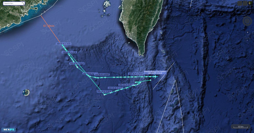 Sơ đồ hoạt động của máy bay tuần tra P-8A của Mỹ vào gần bờ biển Trung Quốc (Ảnh: Đa Chiều).