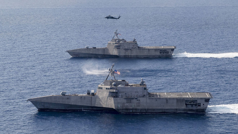 Các tàu tác chiến biển gần của Mỹ tiến hành tuần tra "thực hiện tự do hàng hải" trên Biển Đông (Ảnh: US Navy). Các tàu tác chiến biển gần của Mỹ tiến hành tuần tra "thực hiện tự do hàng hải" trên Biển Đông (Ảnh: US Navy).