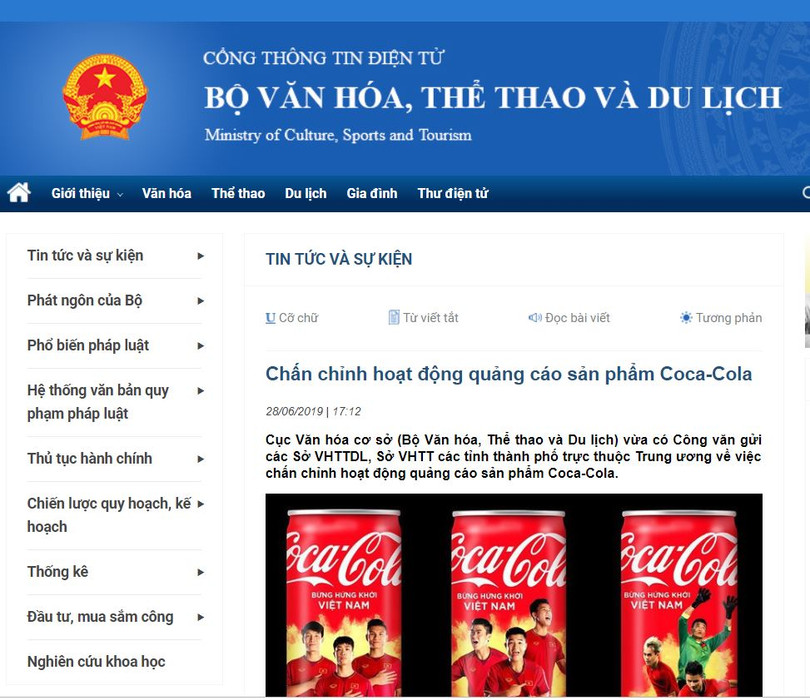Web của Bộ VHTTDL đăng nội dung công văn chấn chỉnh của Cục Văn hóa cơ sở
