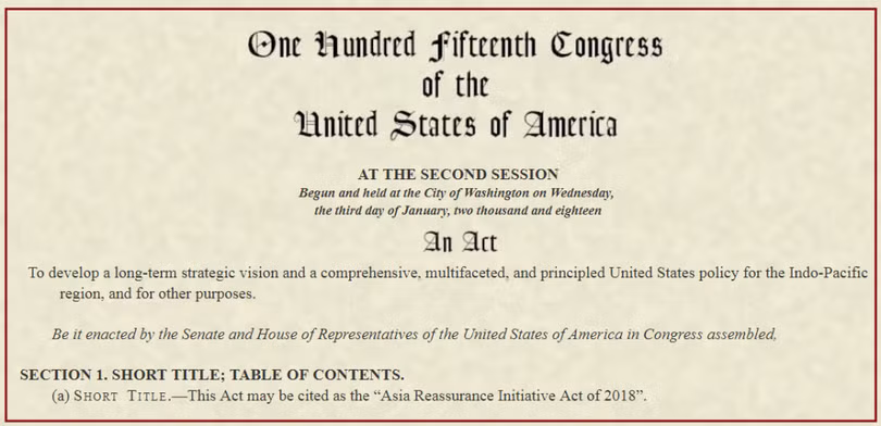 Đạo luật sáng kiến tái bảo đảm Châu Á (ARIA) được ông Donald Trump ký hôm 31.12.2018 khiến Trung Quốc tức giận, phản ứng quyết liệt. Đạo luật sáng kiến tái bảo đảm Châu Á (ARIA) được ông Donald Trump ký hôm 31.12.2018 khiến Trung Quốc tức giận, phản ứng quyết liệt.