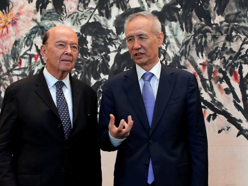 Bộ trưởng Thương mại Mỹ Wilbur Ross và Phó Thủ tướng Trung Quốc Lưu Hạc trong 1 cuộc đàm phán mậu dịch hồi tháng 5.2018.