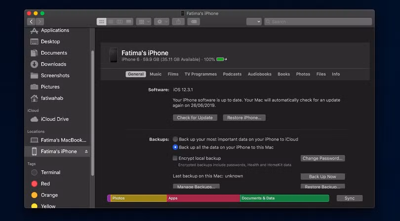 Làm sao để sao lưu iPhone trên macOS Catalina khi không có iTunes? ảnh 4 Làm sao để sao lưu iPhone trên macOS Catalina khi không có iTunes?