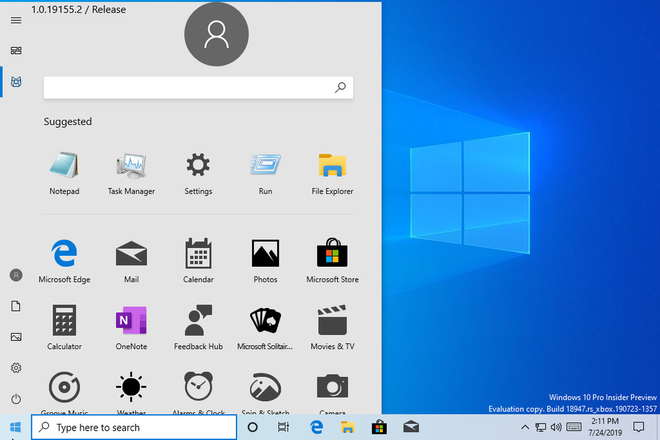 Start Menu ở chế độ desktop
