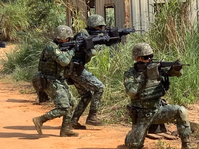 Binh sĩ Đài Loan tham gia tập trận chung với quân đội Mỹ (Ảnh: Lianhe).