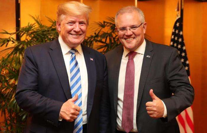 Thủ tướng Morrison tuyên bố nhát trí với lập trường của Mỹ đối với Trung Quốc trong vấn đề Biển Đông (Ảnh: aljazeera.net). Thủ tướng Morrison tuyên bố nhát trí với lập trường của Mỹ đối với Trung Quốc trong vấn đề Biển Đông (Ảnh: aljazeera.net).