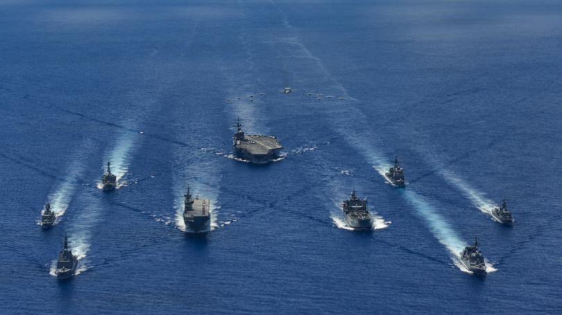 Các tàu chiến của Australia diễn tập chung với tàu hải quân Mỹ và Nhật Bản (Ảnh: Australia Navy). Các tàu chiến của Australia diễn tập chung với tàu hải quân Mỹ và Nhật Bản (Ảnh: Australia Navy).