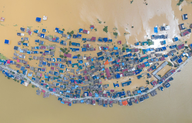 Thành phố Thượng Nhiêu, Giang Tây bị ngập lụt (Ảnh: VCG).