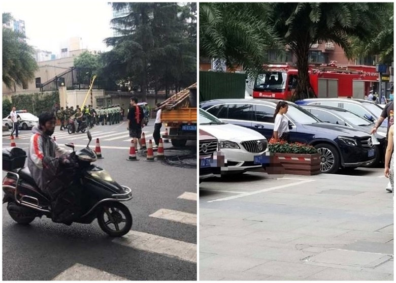 Cảnh sát vũ trang bao vây và xe cứu hỏa của Trung Quốc đậu ở bên ngoài Lãnh sự quán Mỹ tại Thành Đô (Ảnh: Đông Phương). Cảnh sát vũ trang bao vây và xe cứu hỏa của Trung Quốc đậu ở bên ngoài Lãnh sự quán Mỹ tại Thành Đô (Ảnh: Đông Phương).