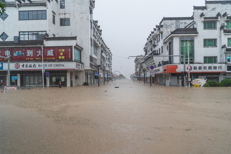 Ngày 7/7, nước lũ nhấn chìm huyện Liễm, An Huy (Ảnh: VCG). Ngày 7/7, nước lũ nhấn chìm huyện Liễm, An Huy (Ảnh: VCG).