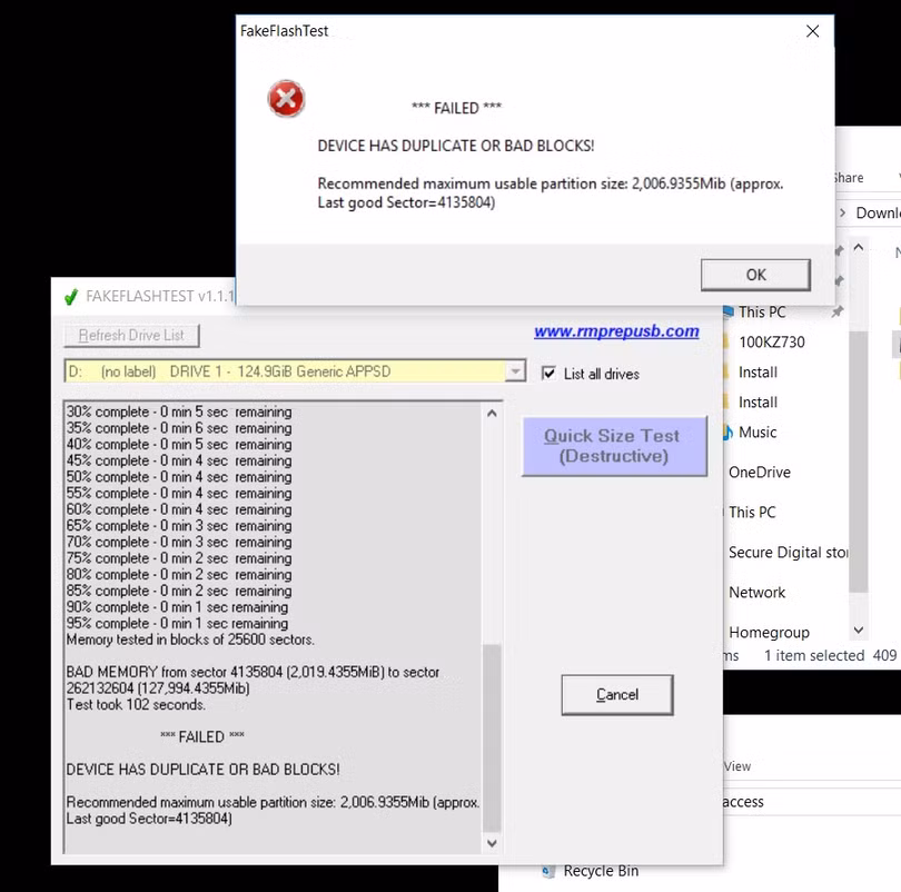 FakeFlashTest là một công cụ giúp người dùng kiểm tra thẻ nhớ của mình có phải là hàng nhái hay không. FakeFlashTest là một công cụ giúp người dùng kiểm tra thẻ nhớ của mình có phải là hàng nhái hay không.