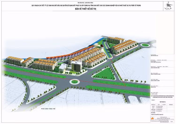 Bản vẽ phối cảnh tổng thể của dự án (Nguồn: Cổng thông tin Giao tiếp điện tử huyện Vĩnh Tường)