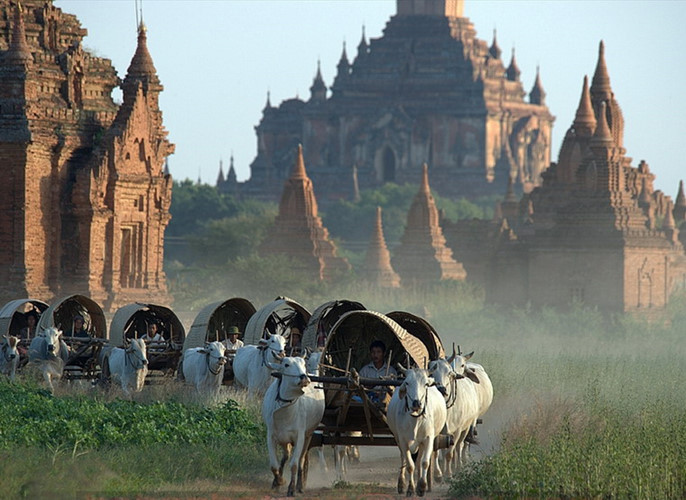 Tại Bagan, đứng ở vị trí nào cũng thấy những ngôi chùa tháp cổ kính, nguy nga. Cảnh tượng này gây ấn tượng mạnh mẽ với những người được chứng kiến. Tại Bagan, đứng ở vị trí nào cũng thấy những ngôi chùa tháp cổ kính, nguy nga. Cảnh tượng này gây ấn tượng mạnh mẽ với những người được chứng kiến.