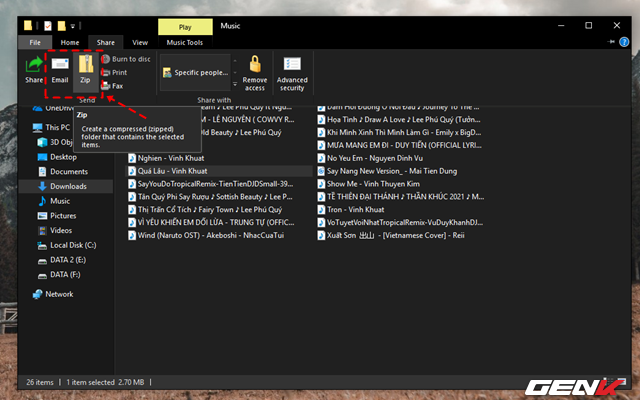 Ngoài ra, menu Share trong File Explorer còn cho phép người dùng có thể gửi nhanh dữ liệu qua Email hoặc nén lại với định dạng ZIP nếu muốn. Nói chung tùy thuộc vào định dạng tập tin mà File Explorer cung cấp cho bạn cách chia sẻ cho phù hợp. Ngoài ra, menu Share trong File Explorer còn cho phép người dùng có thể gửi nhanh dữ liệu qua Email hoặc nén lại với định dạng ZIP nếu muốn. Nói chung tùy thuộc vào định dạng tập tin mà File Explorer cung cấp cho bạn cách chia sẻ cho phù hợp.