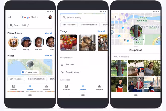 Giao diện tìm kiếm và logo mới của Google Photos. Ảnh: Google