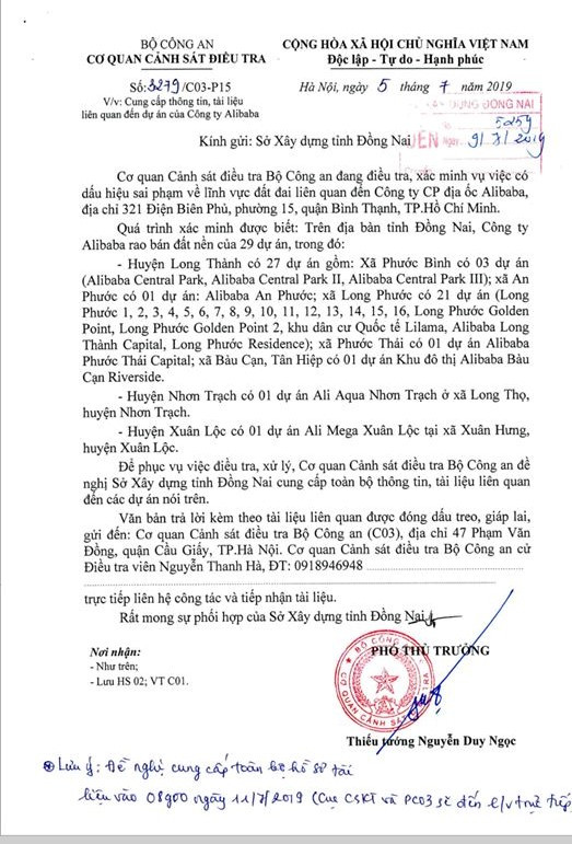 Công văn của Bộ Công an Công văn của Bộ Công an