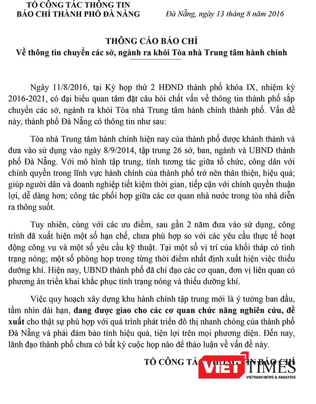 Đà Nẵng, di dời Trung tâm hành chính, chất vấn Họp HĐND, Bí thư, UBND, tin đồn, VietTimes