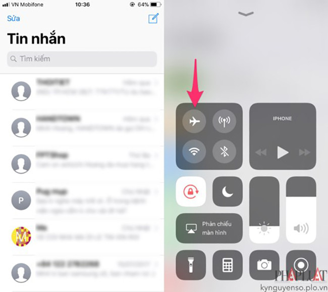 Bật Airplane mode (chế độ máy bay) là một cách để sửa lỗi gửi tin nhắn trên iPhone
