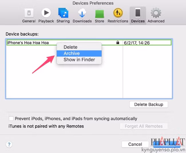 Lưu trữ hai bản sao lưu iOS 10 và iOS 11 riêng biệt