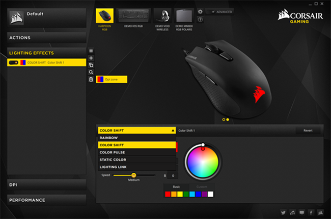 Ứng dụng CUE hỗ trợ tùy chỉnh màu sắc đèn nền LED RGB, DPI và nhiều chức năng khác hỗ trợ game.