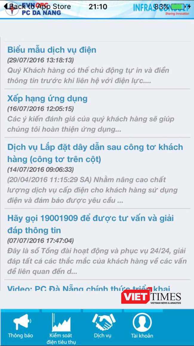 Đà Nẵng, điện lực, ứng dụng, theo dõi, tiền điện, di động, VietTimes