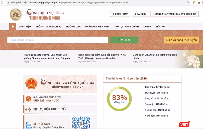 Cổng dịch vụ công trực tuyến tỉnh Quảng Nam
