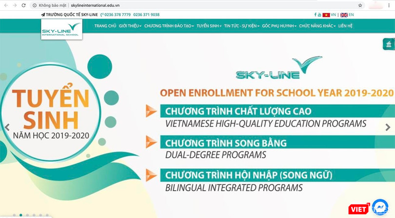 Trang tin điện tử của Trường liên cấp Sky-line đăng tải thông tin "mạo danh" trường quốc tế