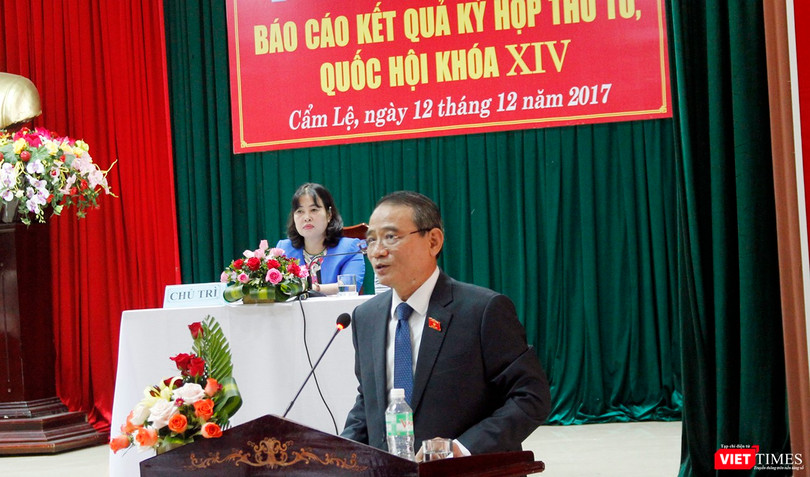  Bí thư Thành ủy Đà Nẵng Trương Quang Nghĩa phát biểu tại buổi tiếp xúc cử tri quận Cẩm Lệ vừa diễn ra chiều 12/12.