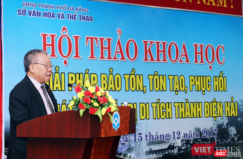 GS.TS Trương Quốc Bình, Ủy viên Hội đồng Di sản văn hóa Quốc gia chia sẻ tại Hội thảo