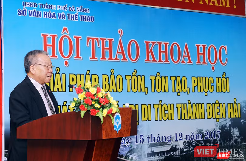 GS.TS Trương Quốc Bình, Ủy viên Hội đồng Di sản văn hóa Quốc gia chia sẻ tại Hội thảo