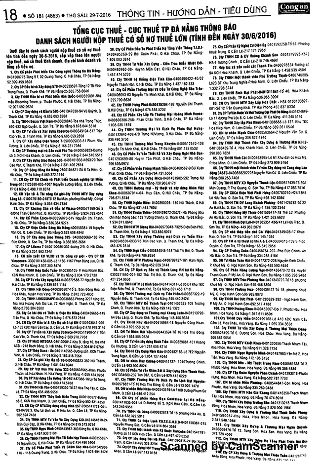 Đà Nẵng, cục thuế, công khai, nợ thuế, danh sách, doanh nghiệp, chây ì