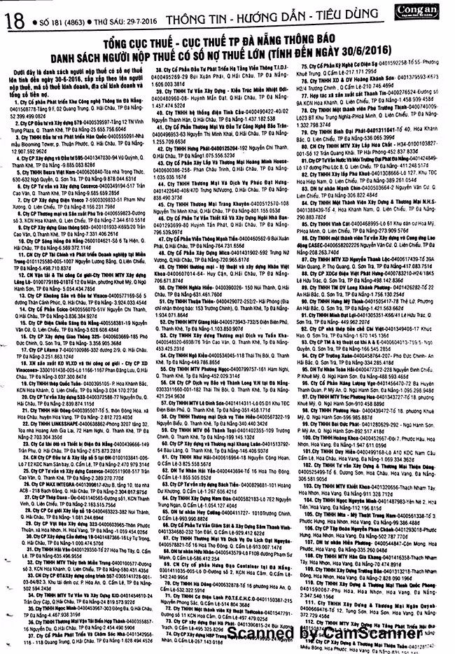 Đà Nẵng, cục thuế, công khai, nợ thuế, danh sách, doanh nghiệp, chây ì