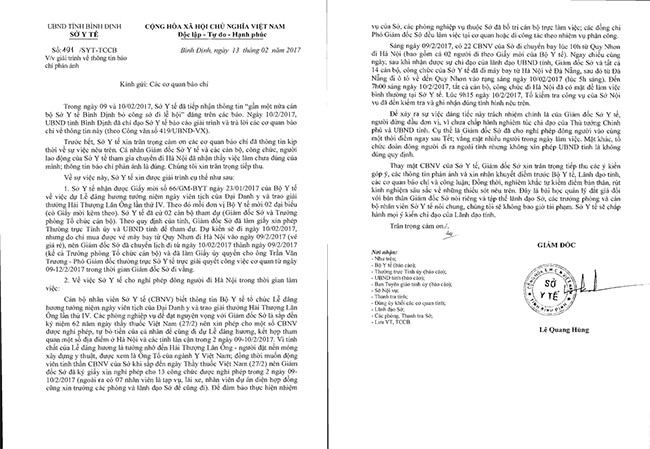 Giám đốc, Sở Y tế, giải trình, vụ 22 cán bộ, công chức, nghỉ phép, đi Lễ hội, Dâng hương, VietTimes, Bình Định