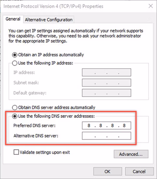 Để không bị lọc nội dung qua OpenDNS, bạn thiết lập lại DNS server trên thiết bị sang 8.8.8.8, là DNS của Google.
