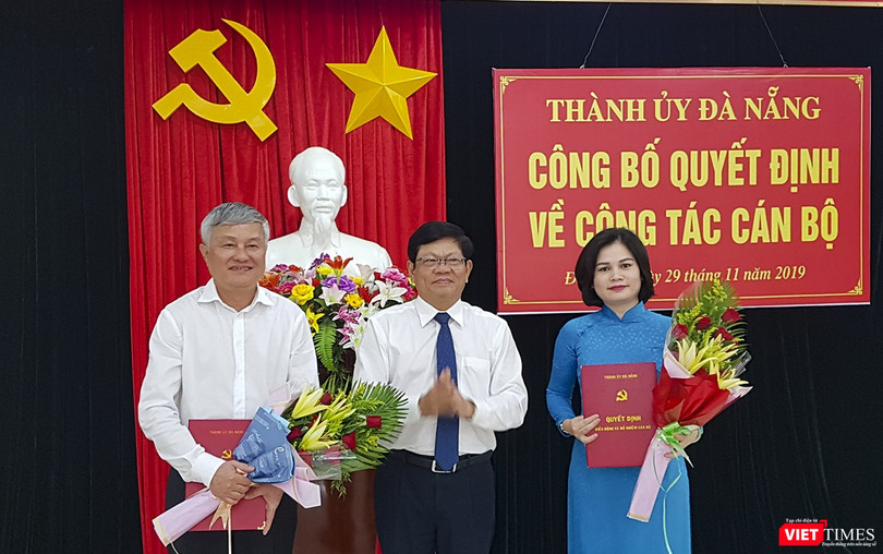 Bà Lê Thị Mỹ Hạnh và ông Trần Thanh Vân tại buổi công bố quyết định bổ nhiệm