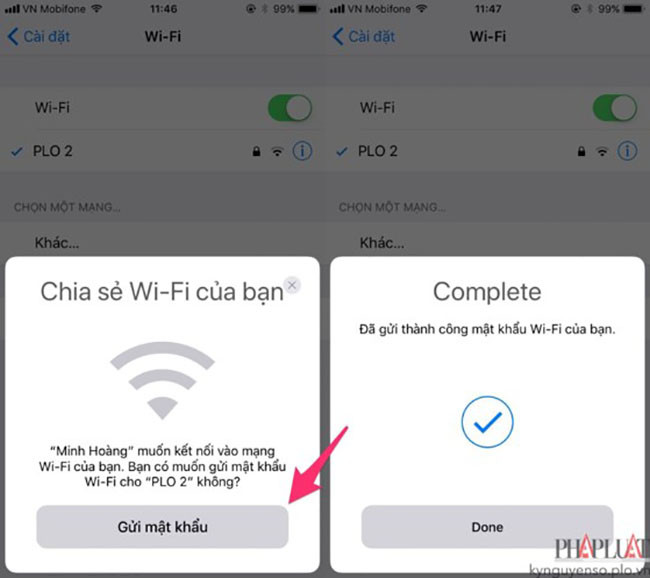 Dễ dàng chia sẻ kết nối WiFi chỉ với một cú chạm