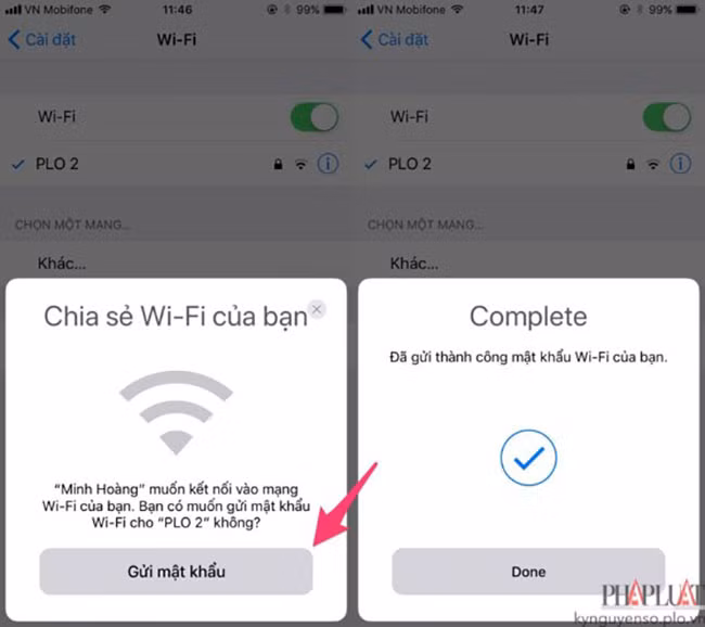 Dễ dàng chia sẻ kết nối WiFi chỉ với một cú chạm