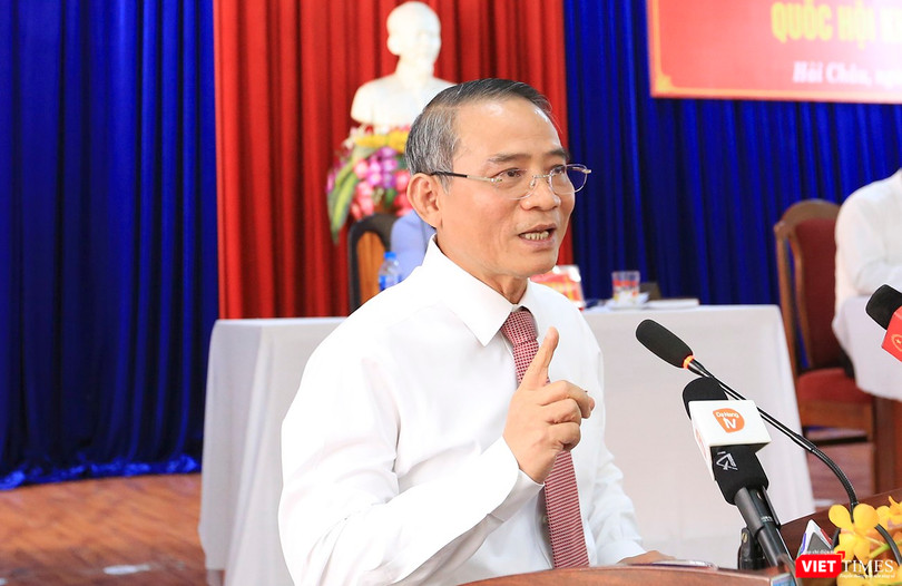 Bí thư Thành ủy Đà Nẵng Trương Quang Nghĩa tại buổi tiếp xúc cử tri quận Hải Châu của Đoàn đại biểu Quốc hội TP Đà Nẵng 