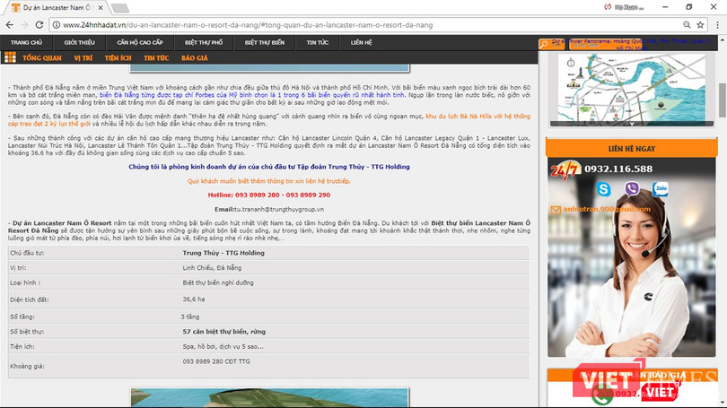 Dưới bóng Khu du lịch nghỉ dưỡng, chủ đầu tư đã rao bán các biệt thự nơi đây