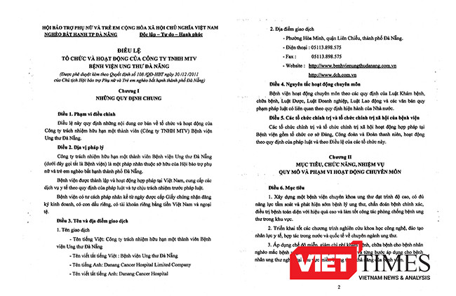 Điều lệ hoạt động của Bệnh viện Ung thư