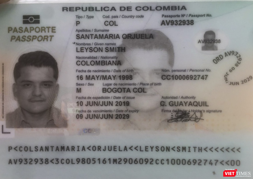 HÌnh ảnh hộ chiếu của du khách bỏ trốn khỏi nơi cách ly tập trung ở Hội An (Quảng Nam)