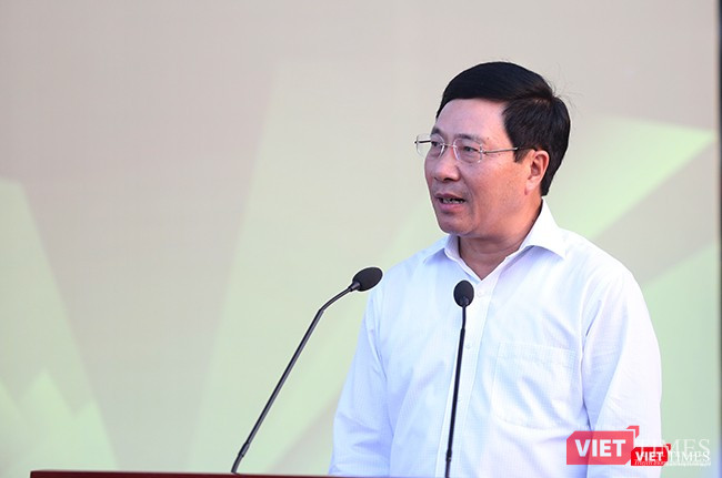 Phó Thủ tướng, Bộ trưởng Bộ Ngoại giao Phạm Bình Minh phát biểu tại Lễ khai trương Trung tâm báo chí Quốc tế APEC