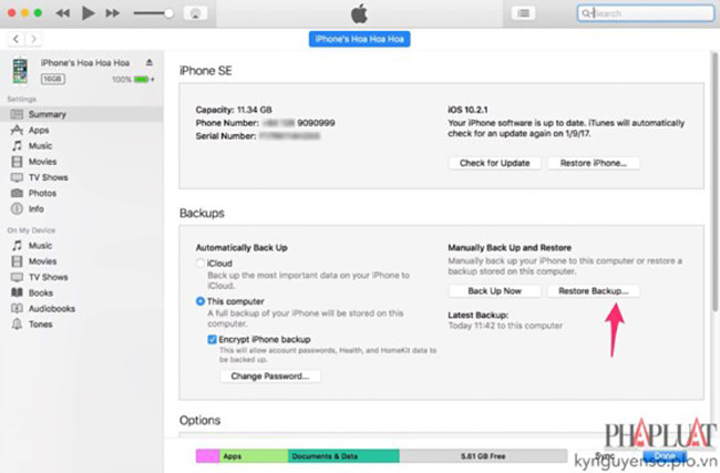 Khôi phục dữ liệu từ các bản sao lưu trước đó.